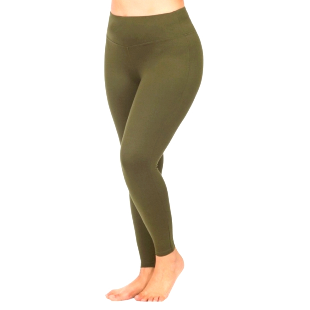 Zenana Dark Olive High Waist Buttery Soft Full Length Leggings nwot